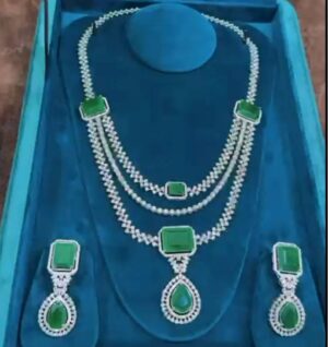 Natural Diamond & Zambian Emerald Necklace
